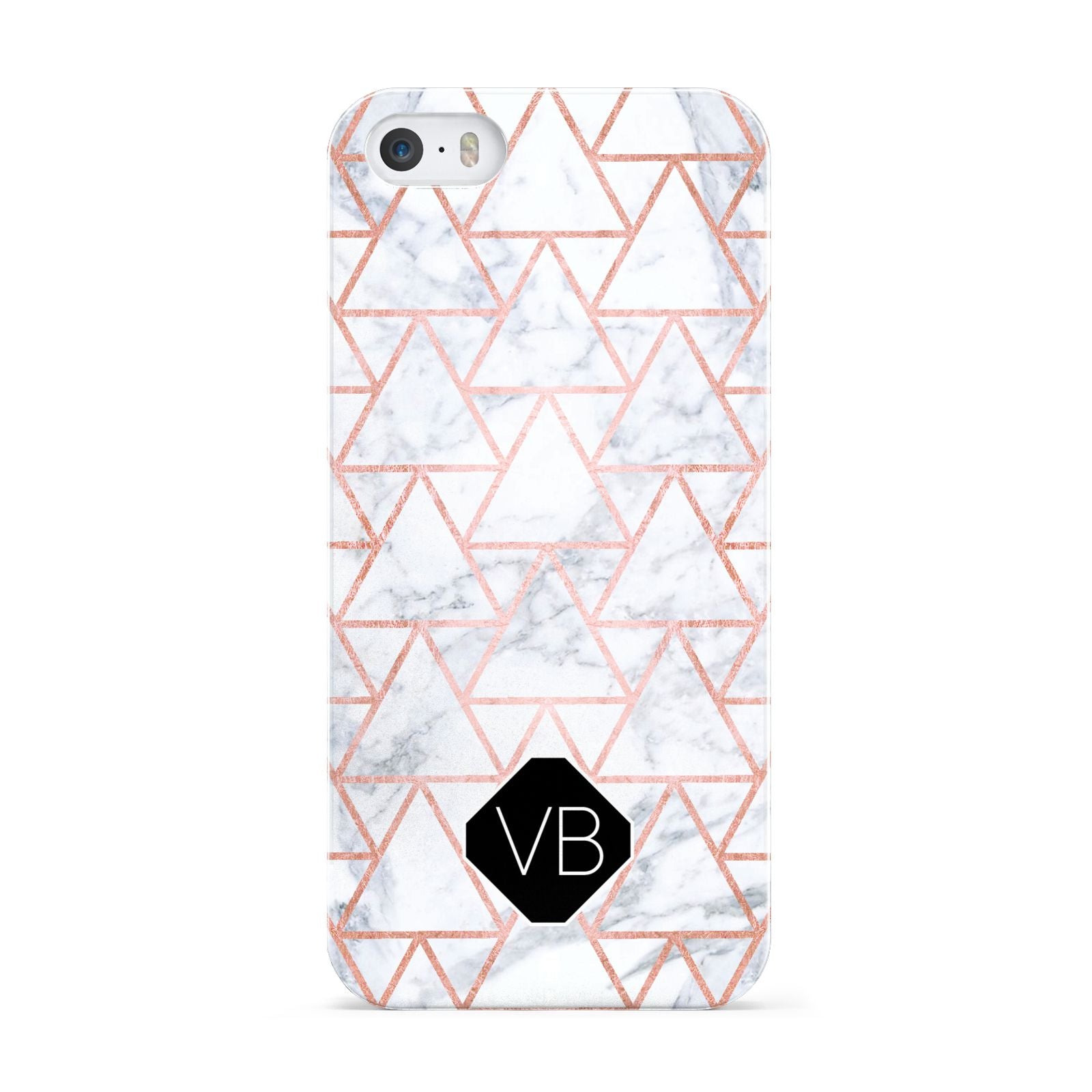 Personalised Rose Gold Grey Marble Hexagon Apple iPhone 5 Case