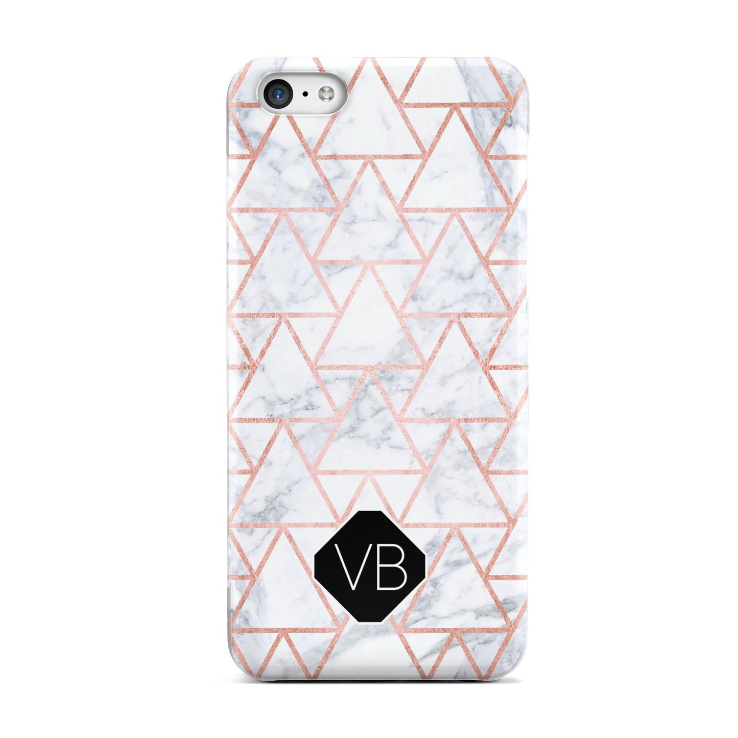 Personalised Rose Gold Grey Marble Hexagon Apple iPhone 5c Case