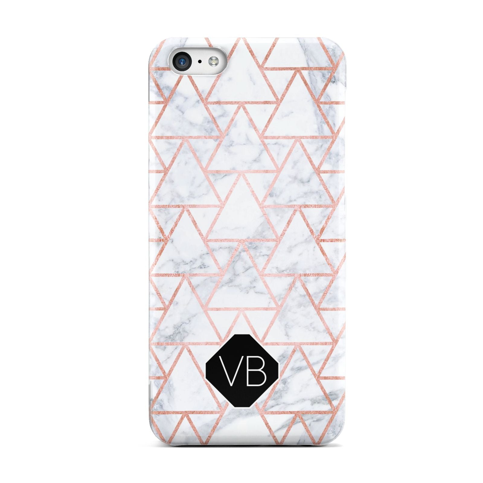 Personalised Rose Gold Grey Marble Hexagon Apple iPhone 5c Case