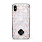 Personalised Rose Gold Grey Marble Hexagon Apple iPhone Xs Impact Case Black Edge on Gold Phone