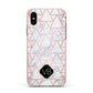Personalised Rose Gold Grey Marble Hexagon Apple iPhone Xs Impact Case Pink Edge on Gold Phone