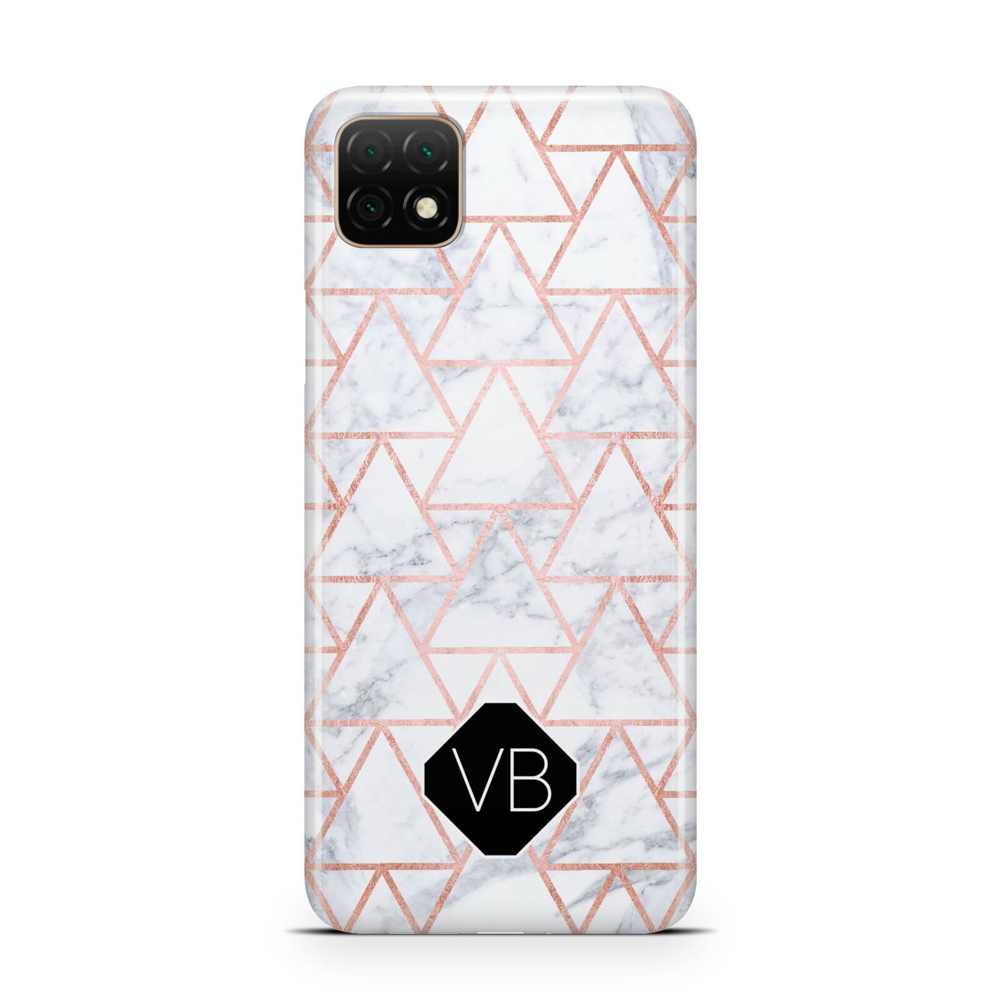 Personalised Rose Gold Grey Marble Hexagon Huawei Enjoy 20 Phone Case