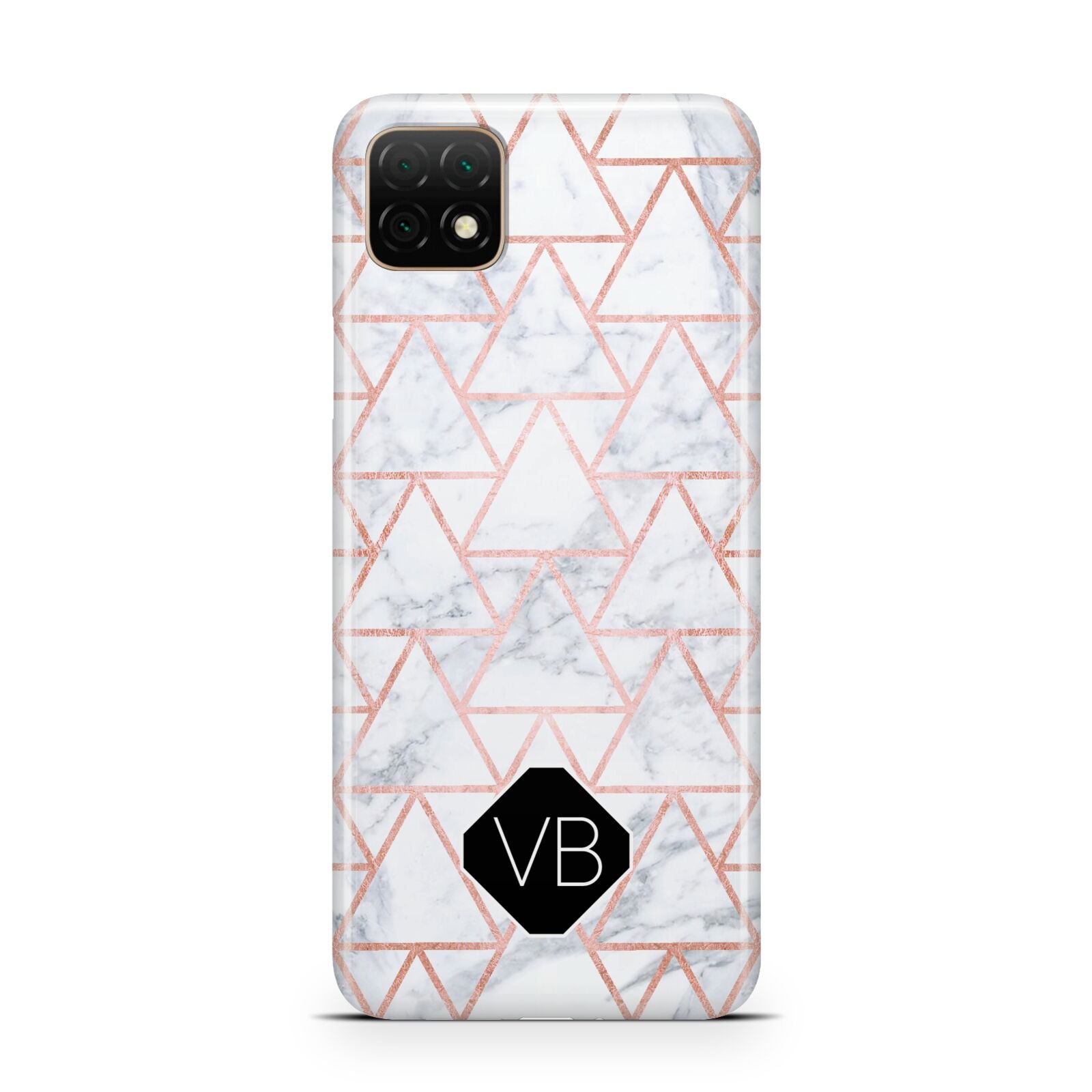 Personalised Rose Gold Grey Marble Hexagon Huawei Enjoy 20 Phone Case
