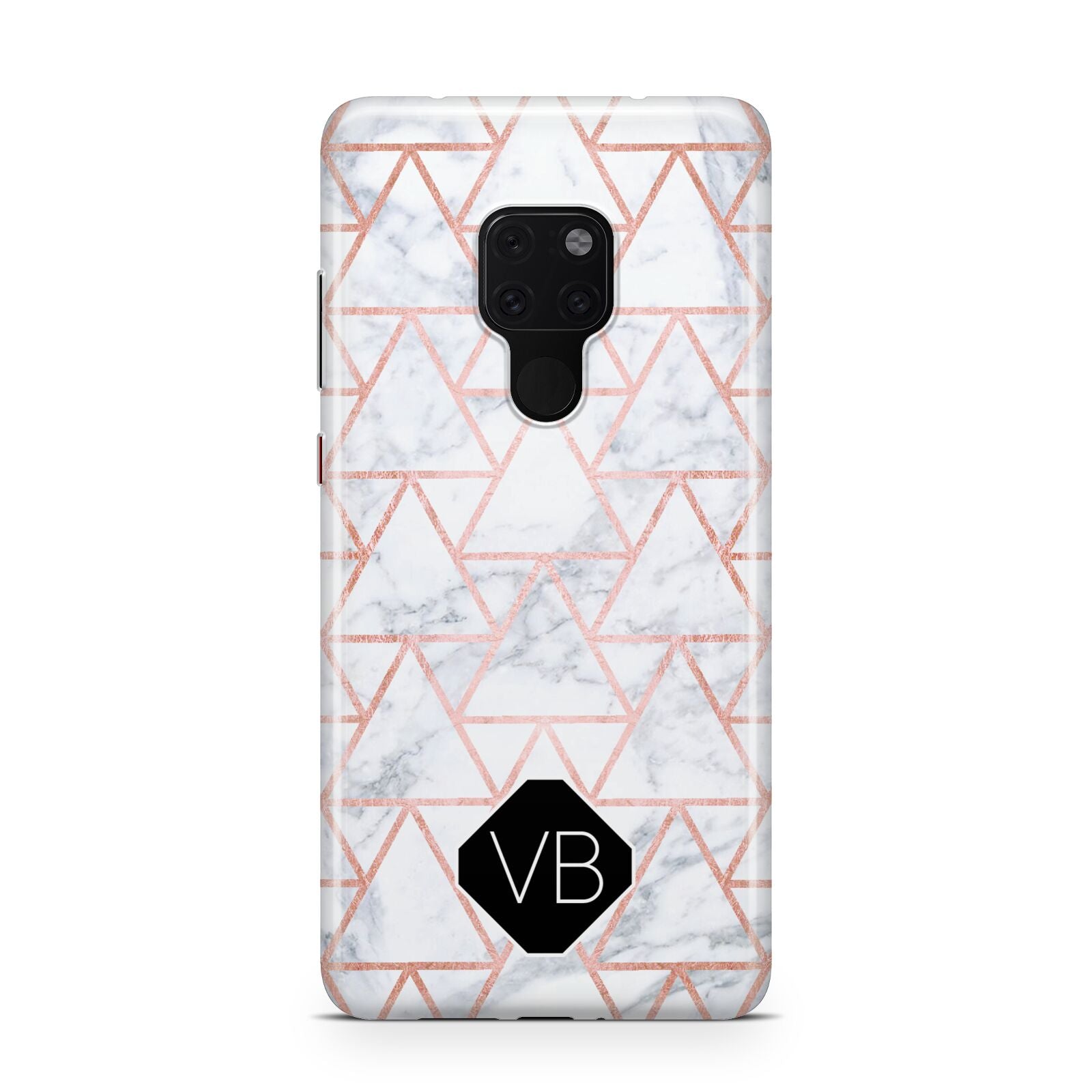 Personalised Rose Gold Grey Marble Hexagon Huawei Mate 20 Phone Case