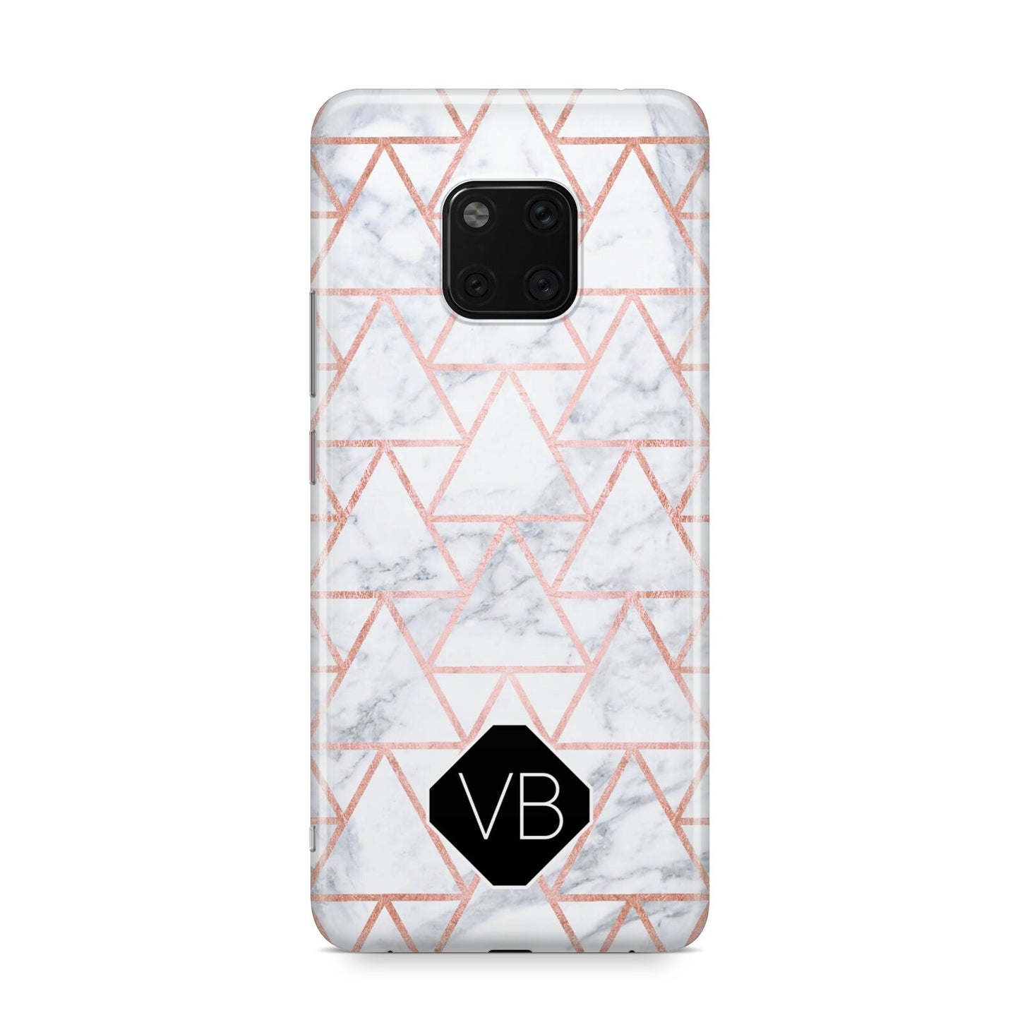 Personalised Rose Gold Grey Marble Hexagon Huawei Mate 20 Pro Phone Case