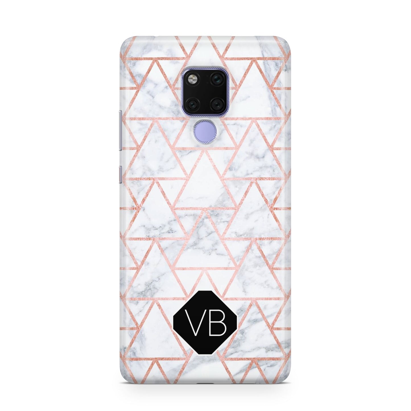 Personalised Rose Gold Grey Marble Hexagon Huawei Mate 20X Phone Case
