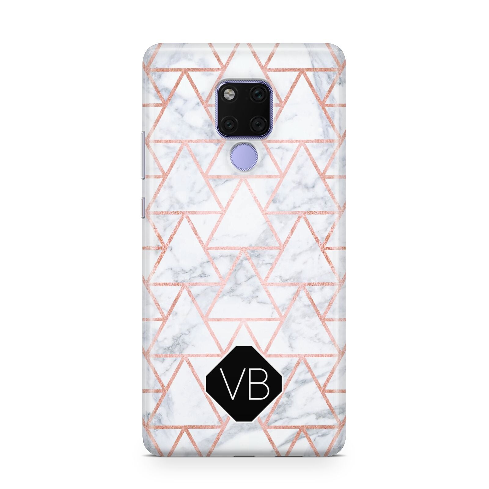 Personalised Rose Gold Grey Marble Hexagon Huawei Mate 20X Phone Case