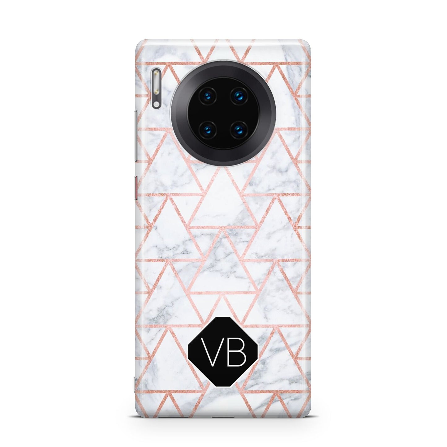 Personalised Rose Gold Grey Marble Hexagon Huawei Mate 30 Pro Phone Case