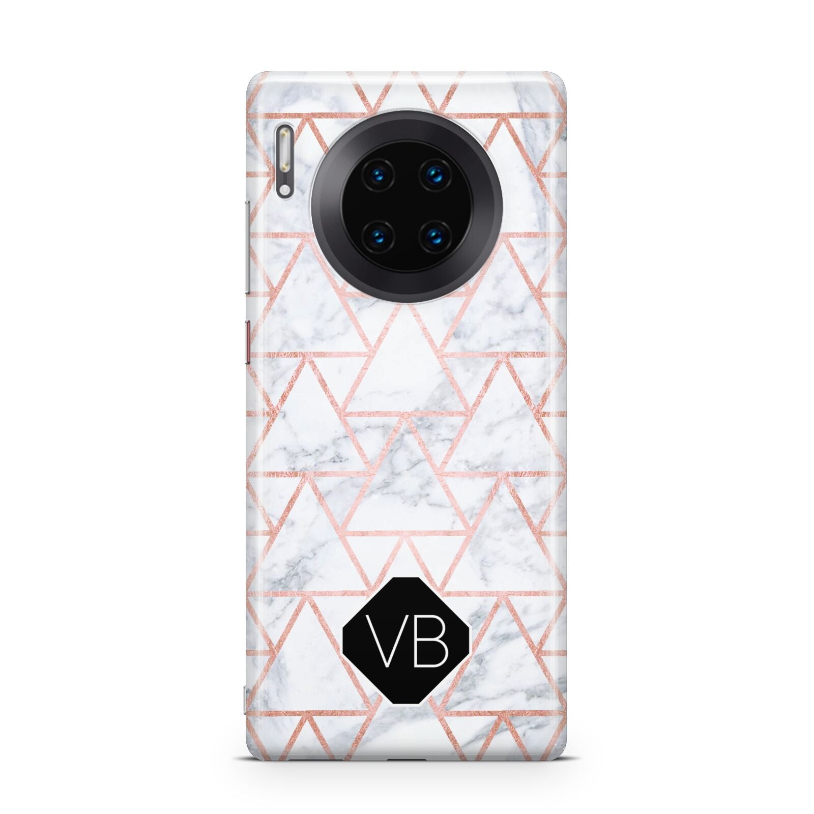 Personalised Rose Gold Grey Marble Hexagon Huawei Mate 30 Pro Phone Case