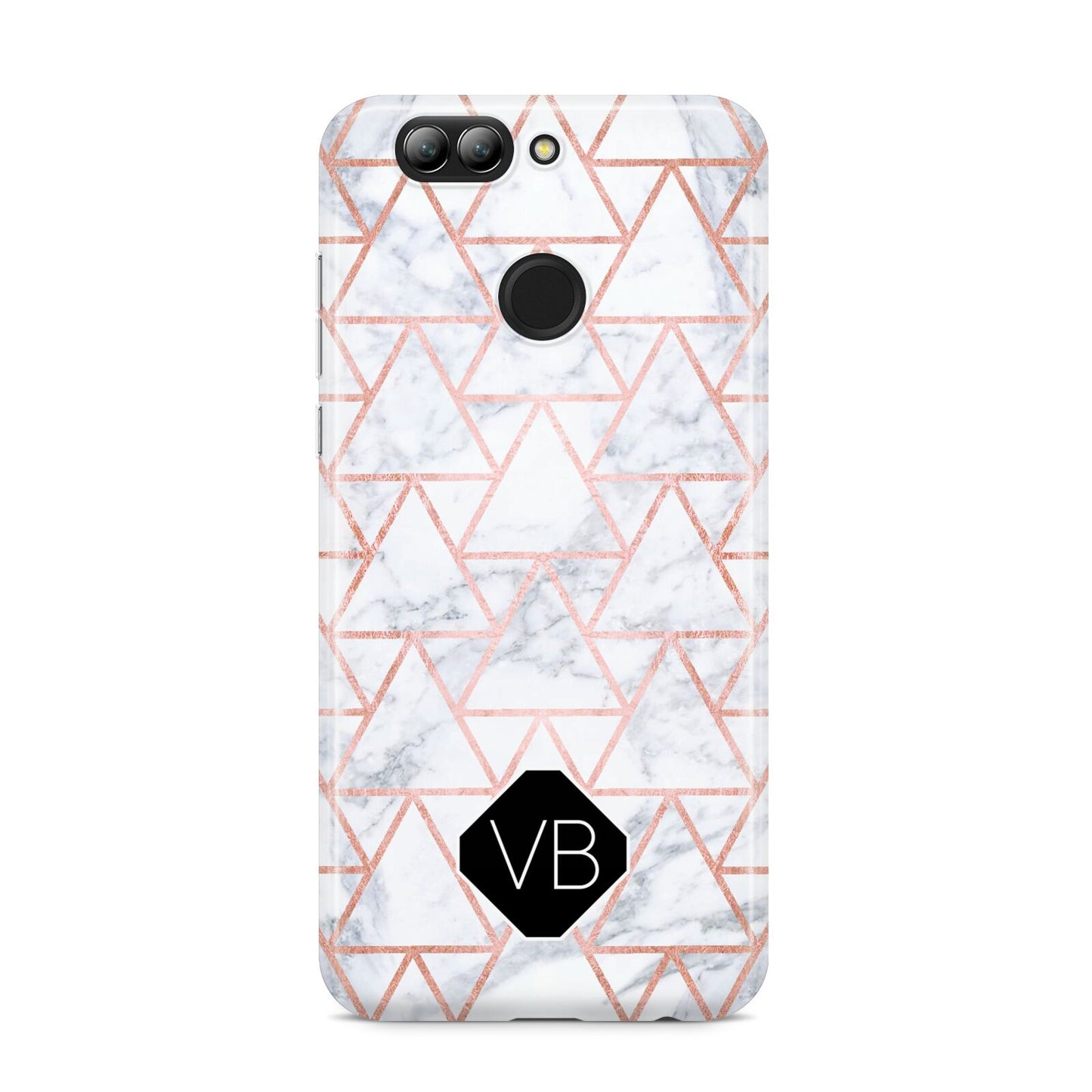 Personalised Rose Gold Grey Marble Hexagon Huawei Nova 2s Phone Case