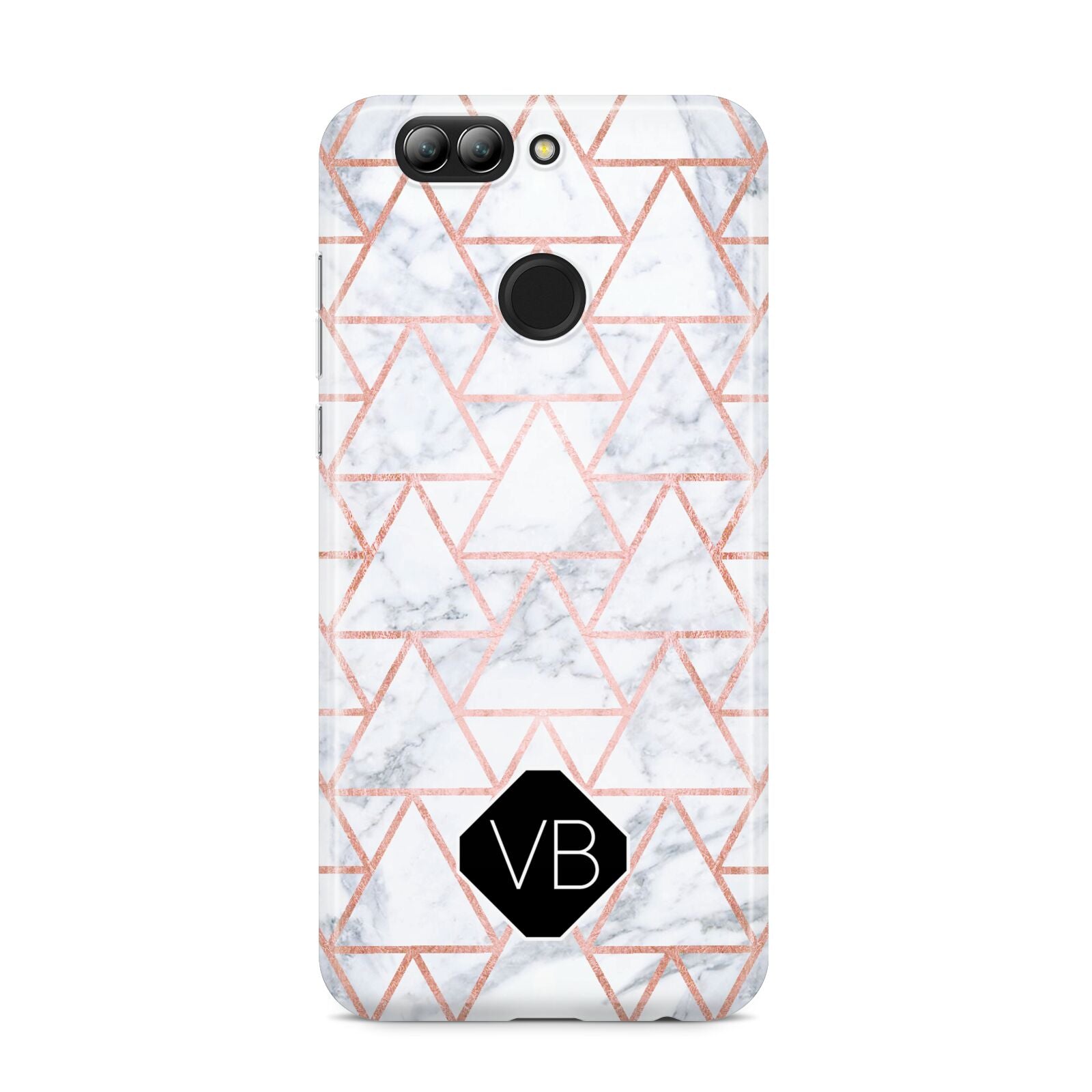 Personalised Rose Gold Grey Marble Hexagon Huawei Nova 2s Phone Case