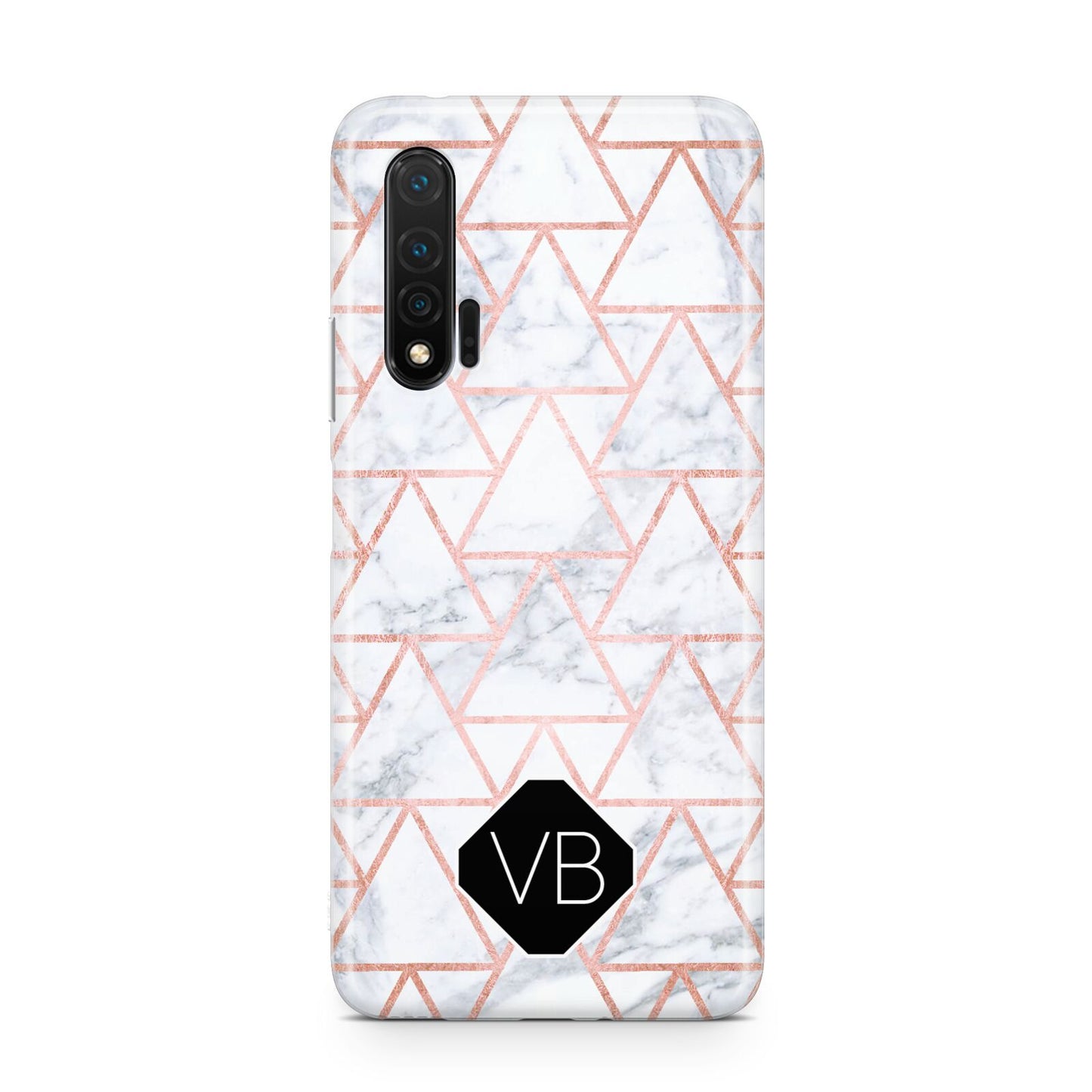 Personalised Rose Gold Grey Marble Hexagon Huawei Nova 6 Phone Case