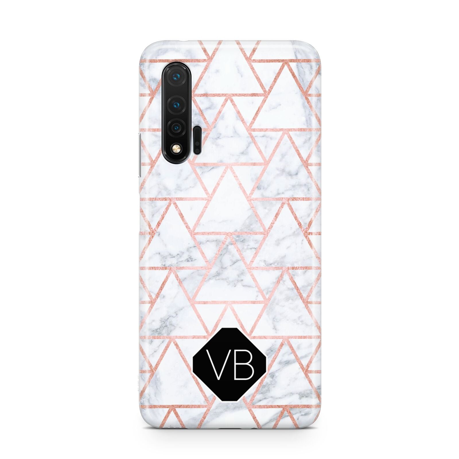 Personalised Rose Gold Grey Marble Hexagon Huawei Nova 6 Phone Case