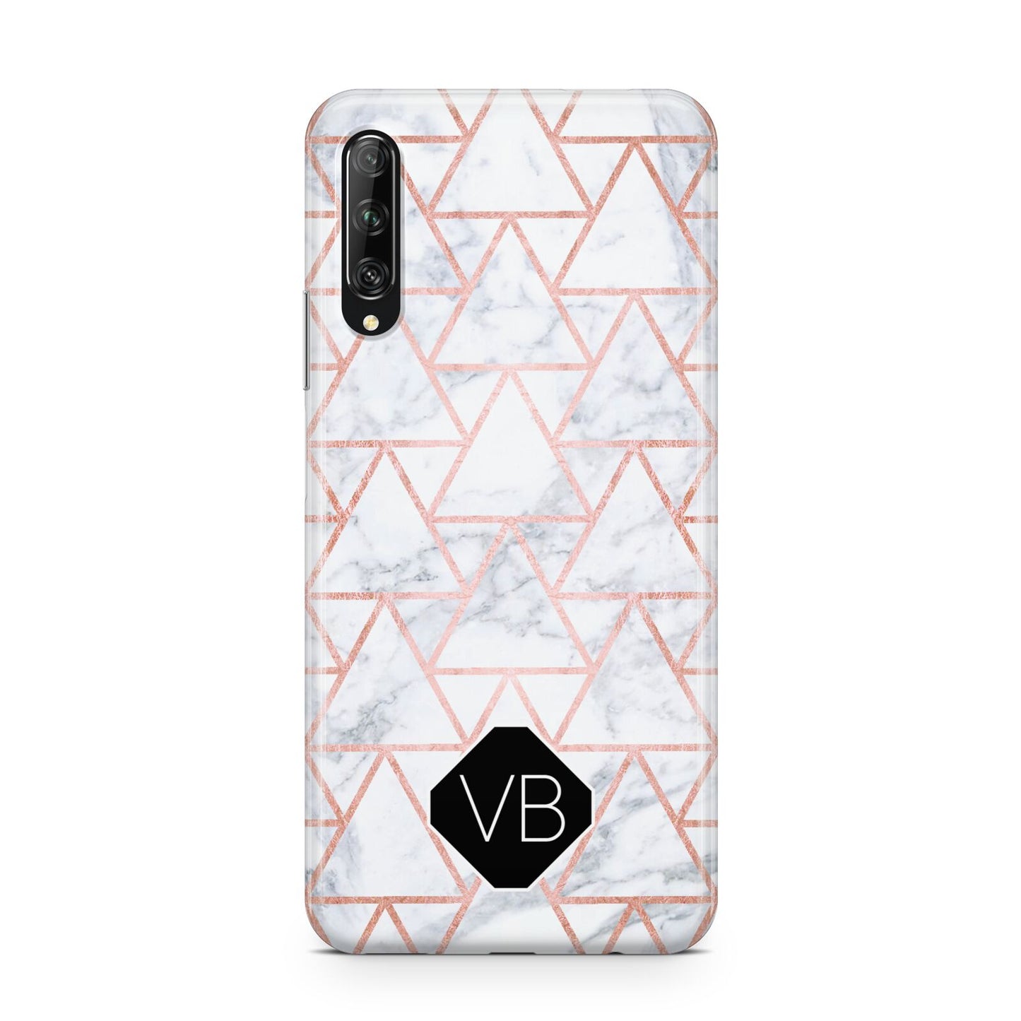 Personalised Rose Gold Grey Marble Hexagon Huawei P Smart Pro 2019