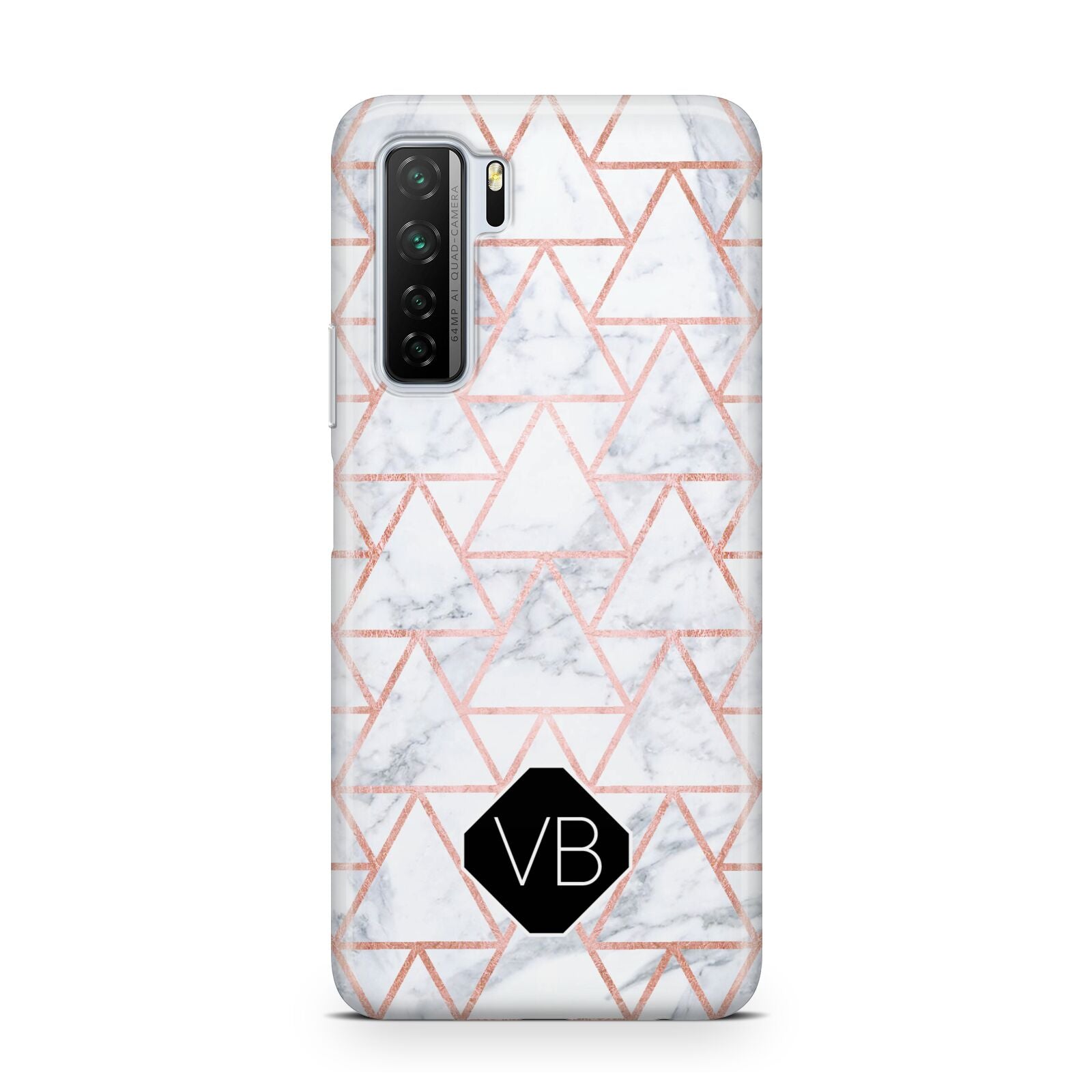 Personalised Rose Gold Grey Marble Hexagon Huawei P40 Lite 5G Phone Case