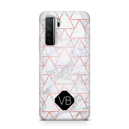 Personalised Rose Gold Grey Marble Hexagon Huawei P40 Lite 5G Phone Case