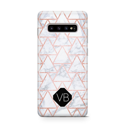 Personalised Rose Gold Grey Marble Hexagon Protective Samsung Galaxy Case