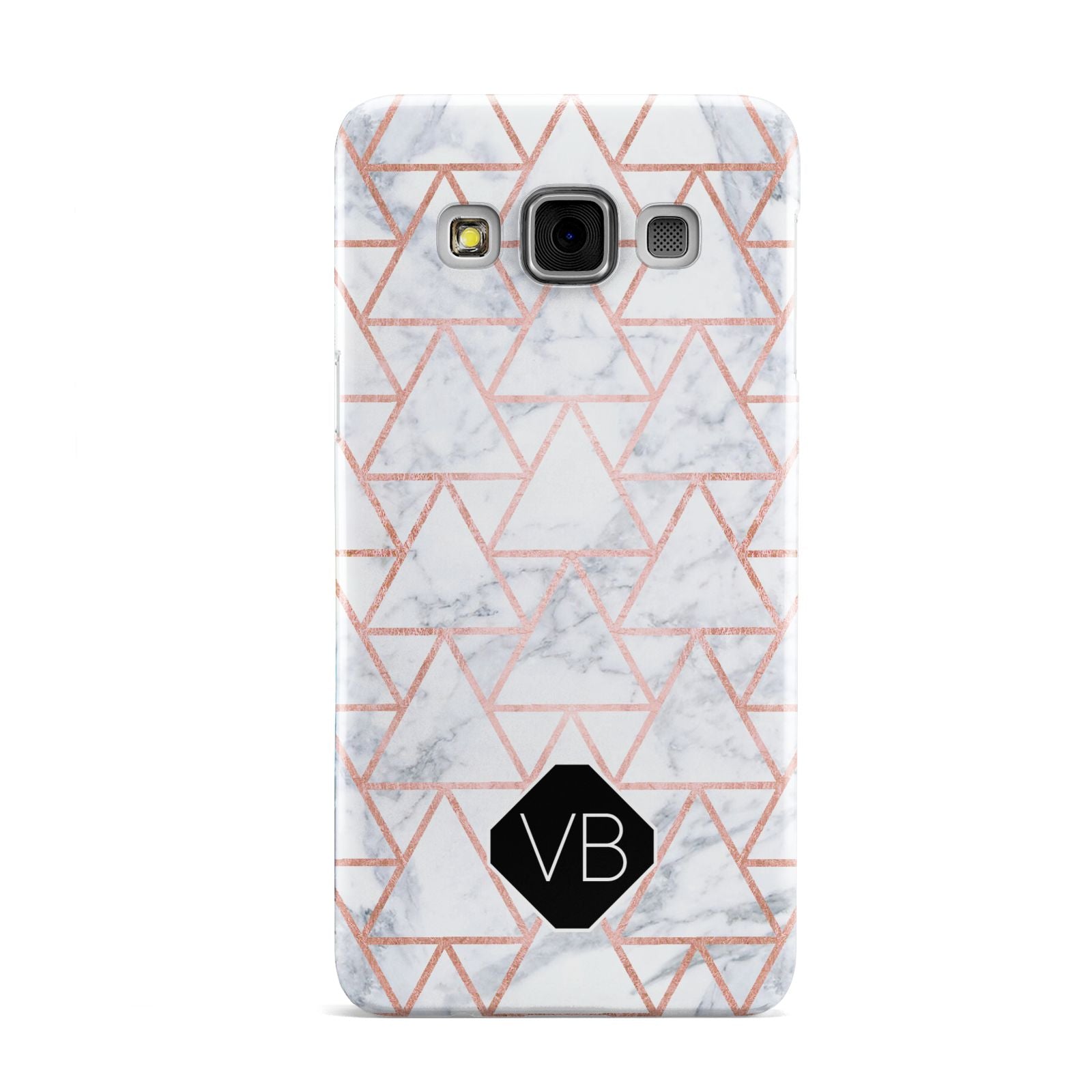 Personalised Rose Gold Grey Marble Hexagon Samsung Galaxy A3 Case