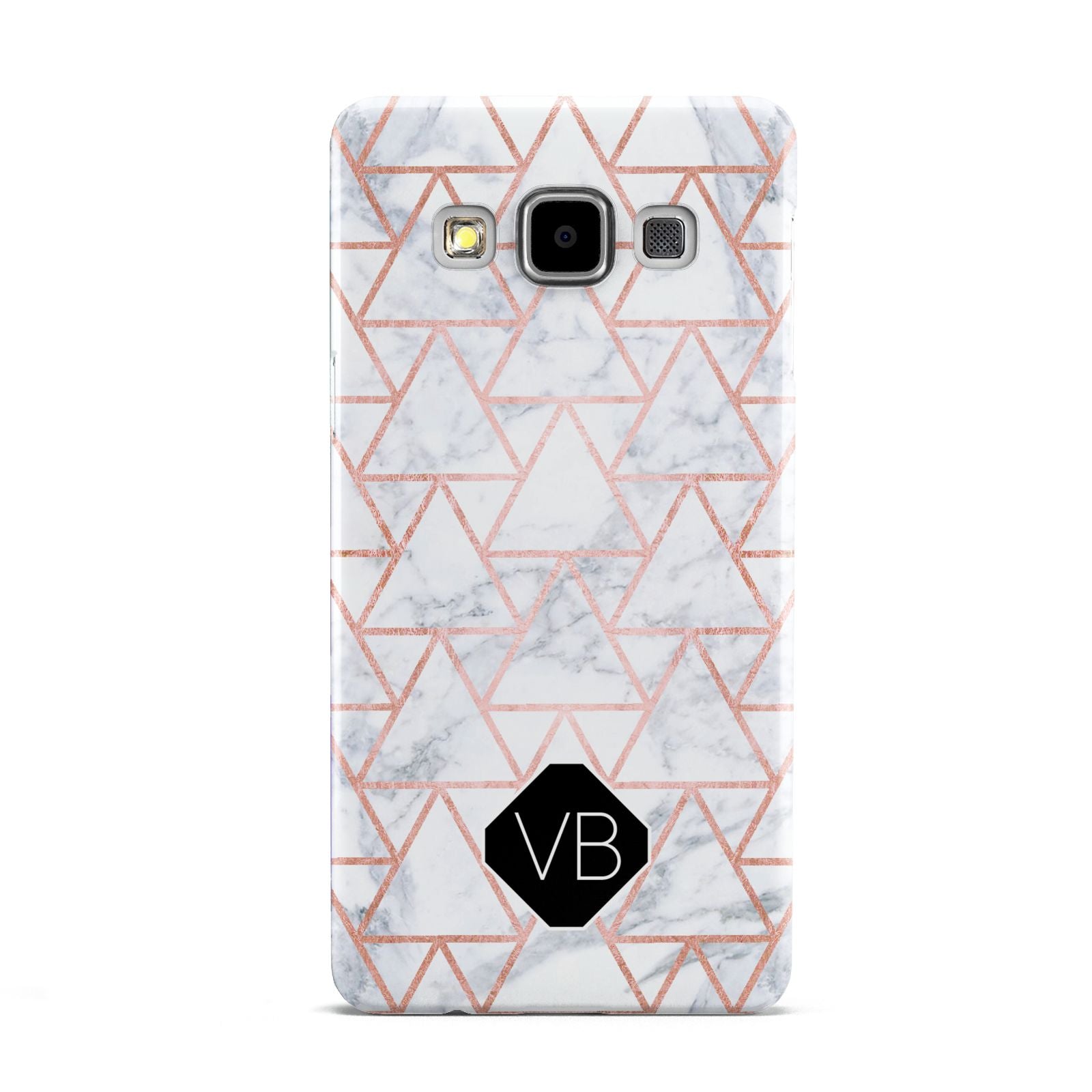 Personalised Rose Gold Grey Marble Hexagon Samsung Galaxy A5 Case
