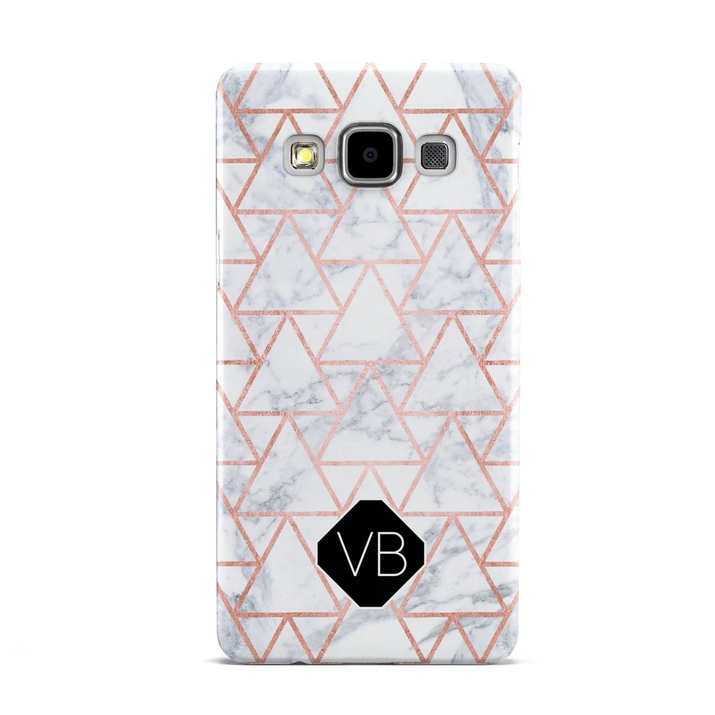 Personalised Rose Gold Grey Marble Hexagon Samsung Galaxy A5 Case