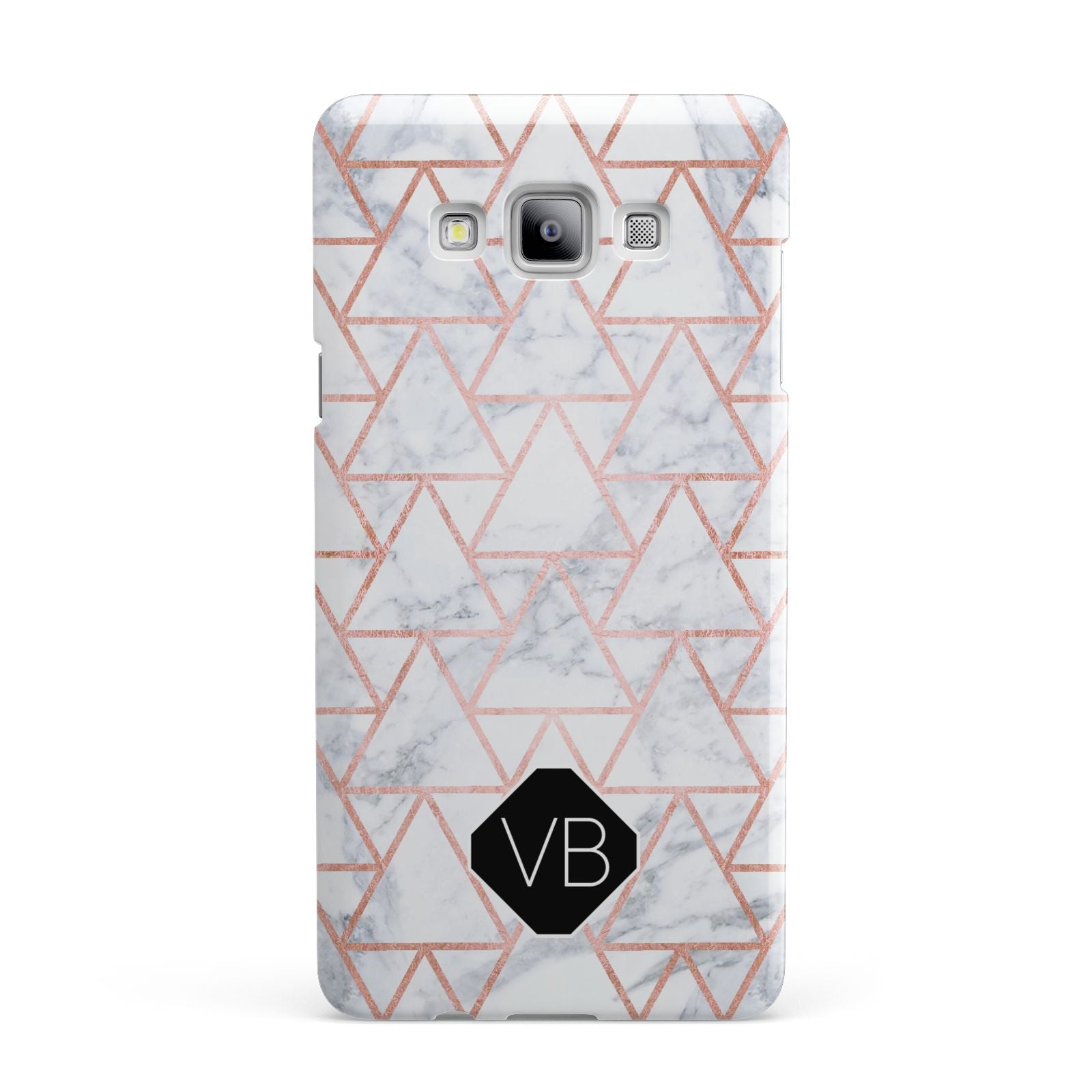 Personalised Rose Gold Grey Marble Hexagon Samsung Galaxy A7 2015 Case