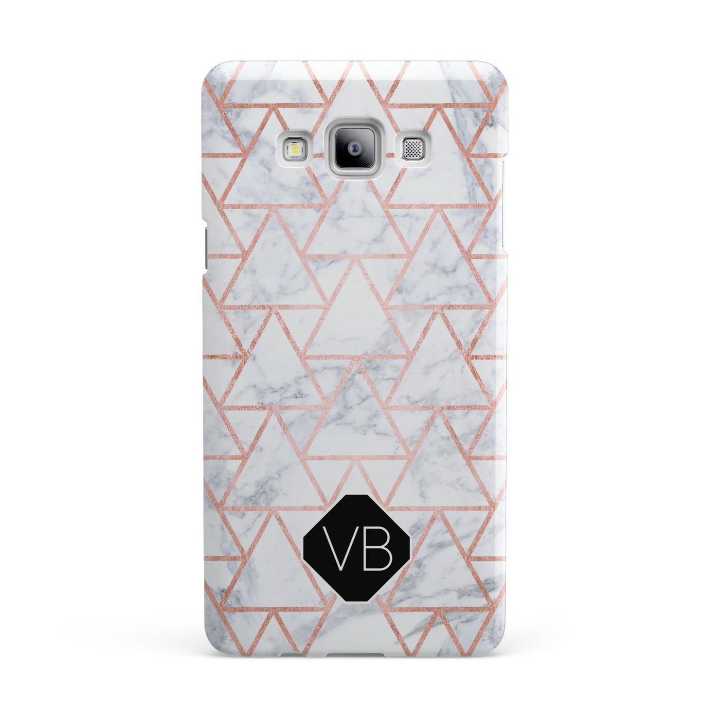 Personalised Rose Gold Grey Marble Hexagon Samsung Galaxy A7 2015 Case