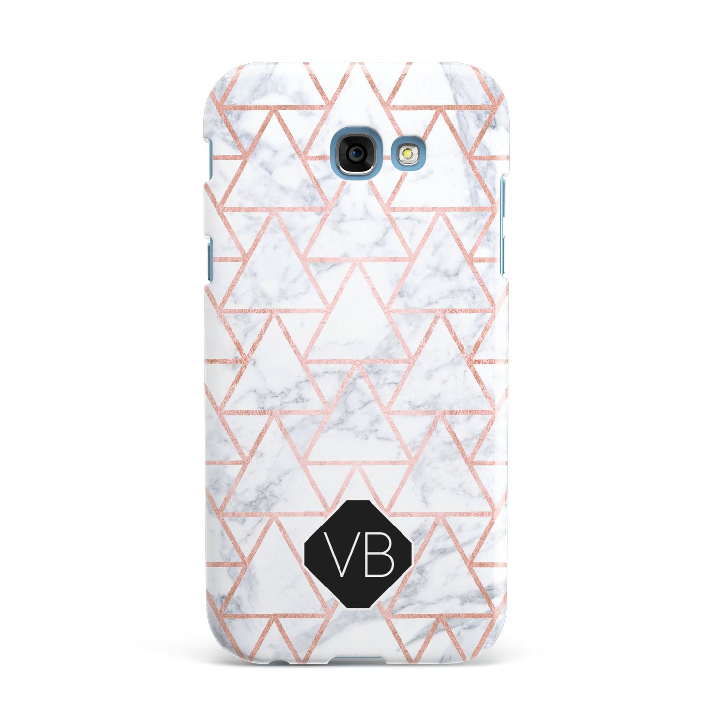 Personalised Rose Gold Grey Marble Hexagon Samsung Galaxy A7 2017 Case