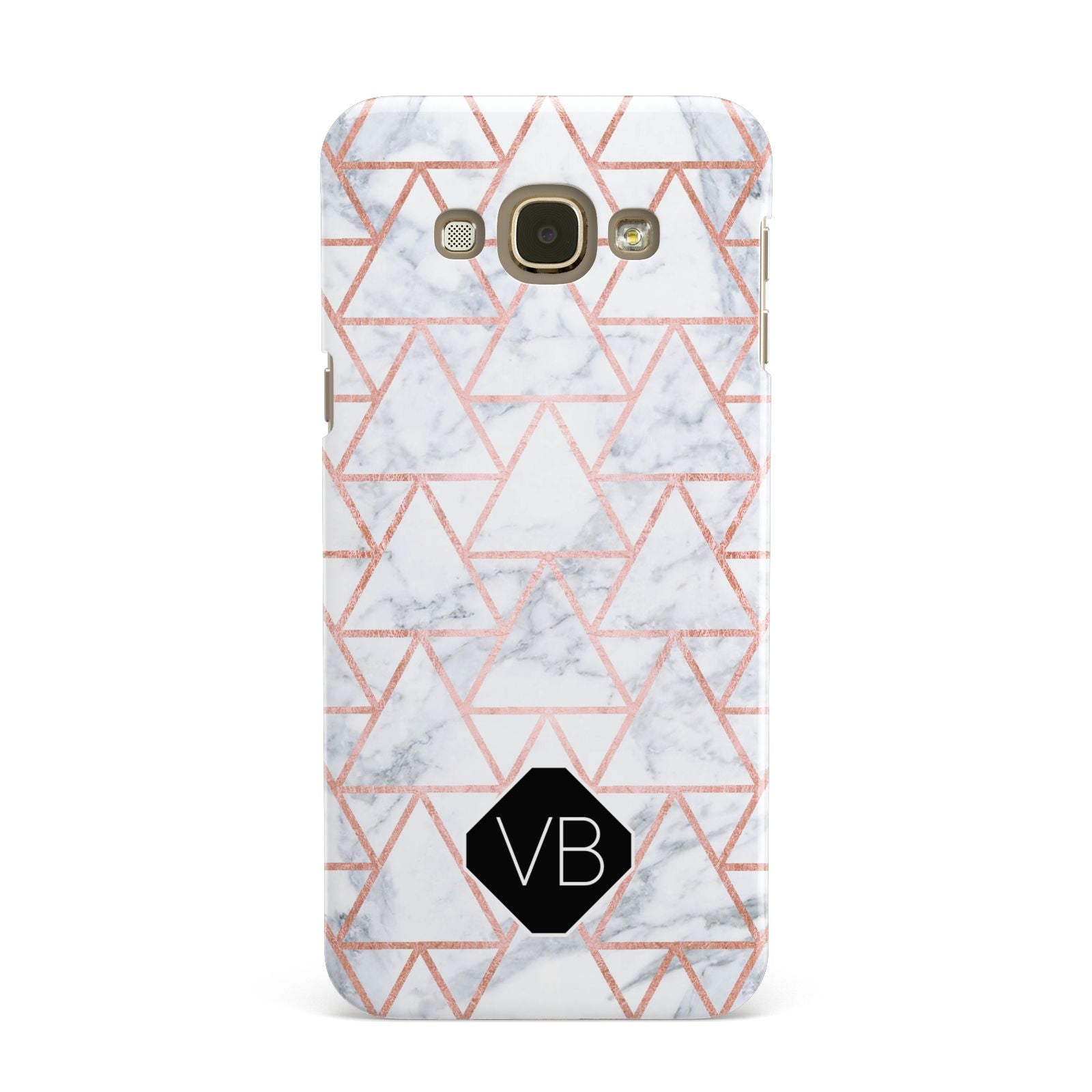 Personalised Rose Gold Grey Marble Hexagon Samsung Galaxy A8 Case