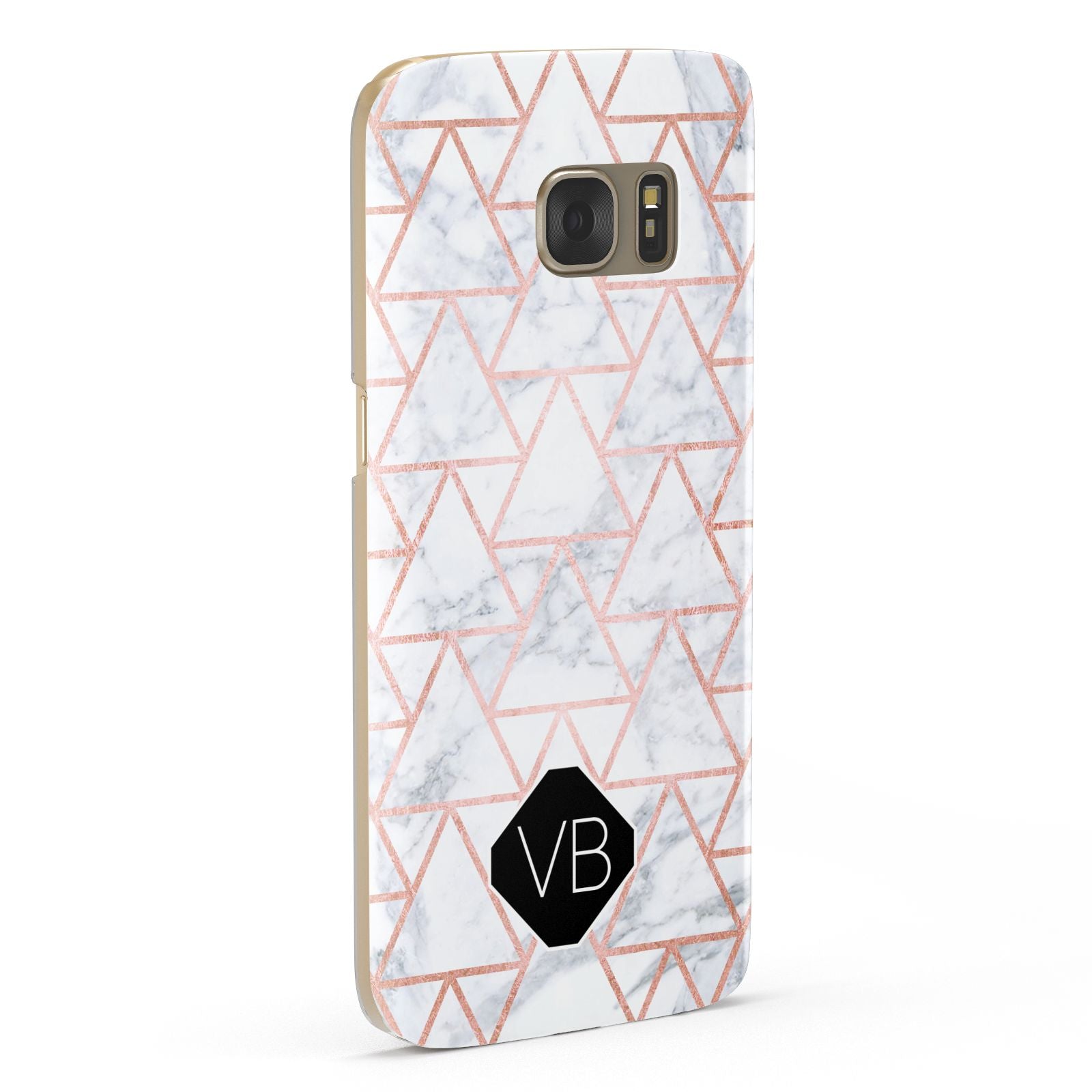 Personalised Rose Gold Grey Marble Hexagon Samsung Galaxy Case Fourty Five Degrees