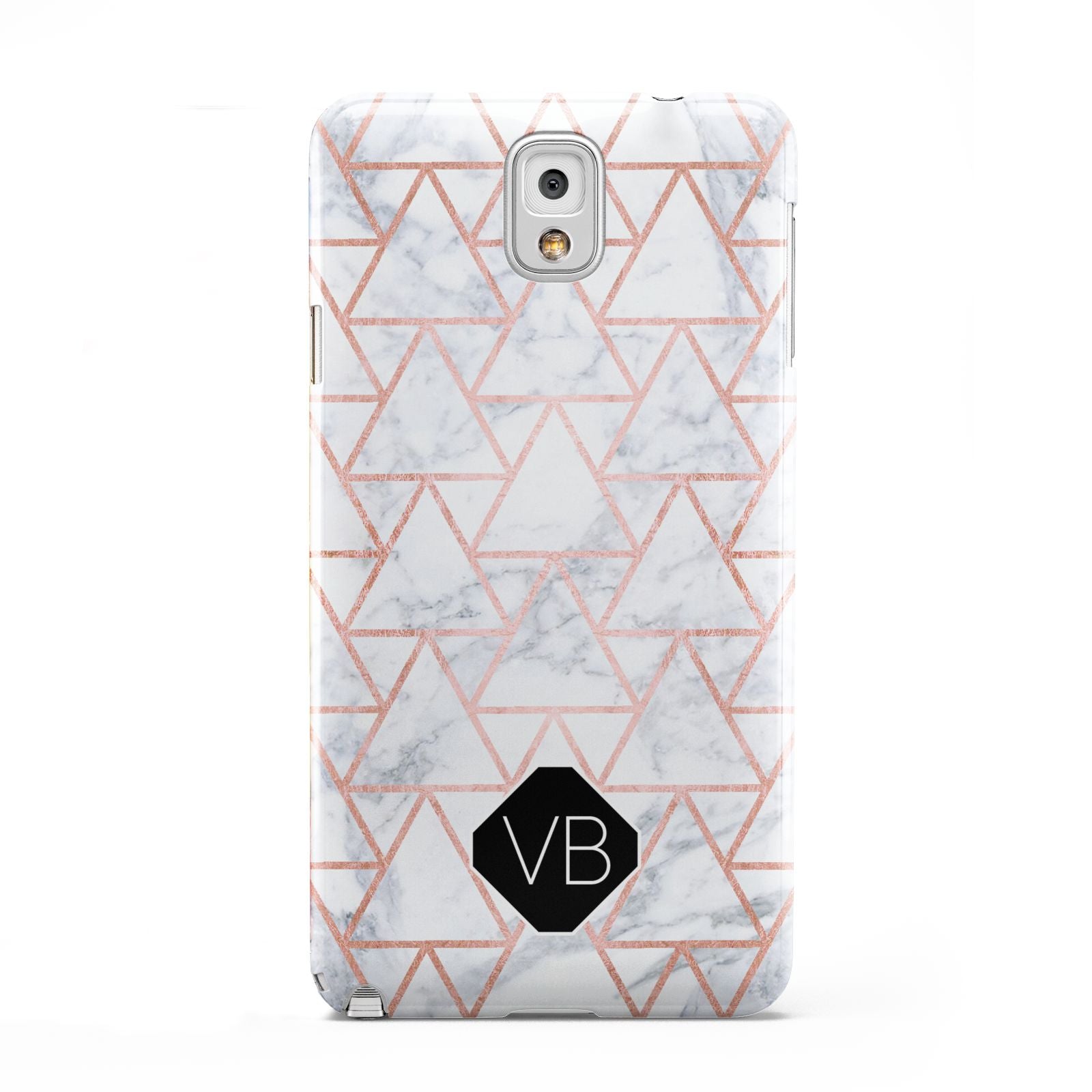 Personalised Rose Gold Grey Marble Hexagon Samsung Galaxy Note 3 Case