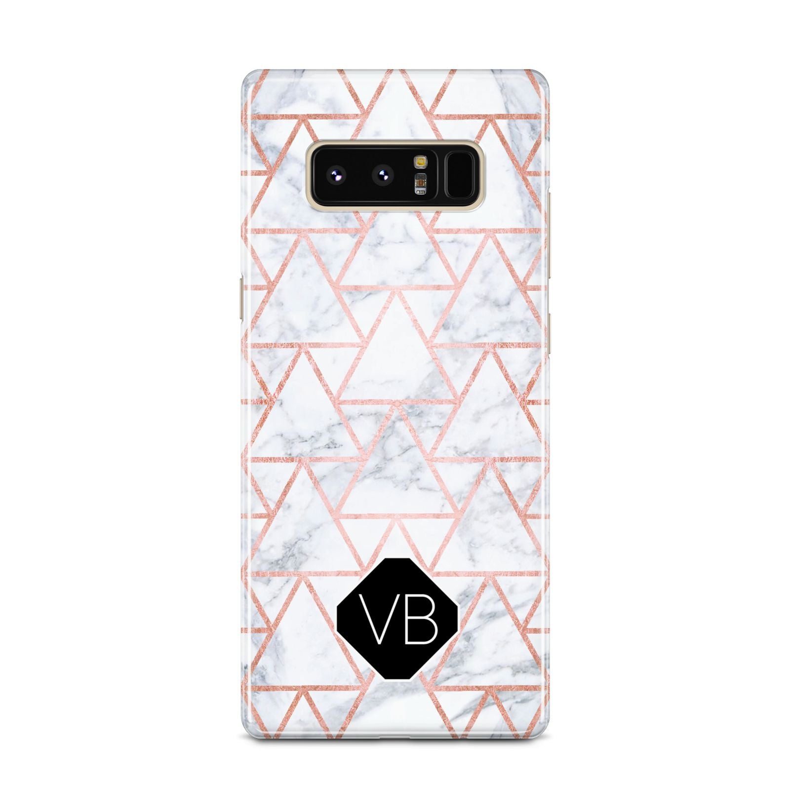 Personalised Rose Gold Grey Marble Hexagon Samsung Galaxy Note 8 Case