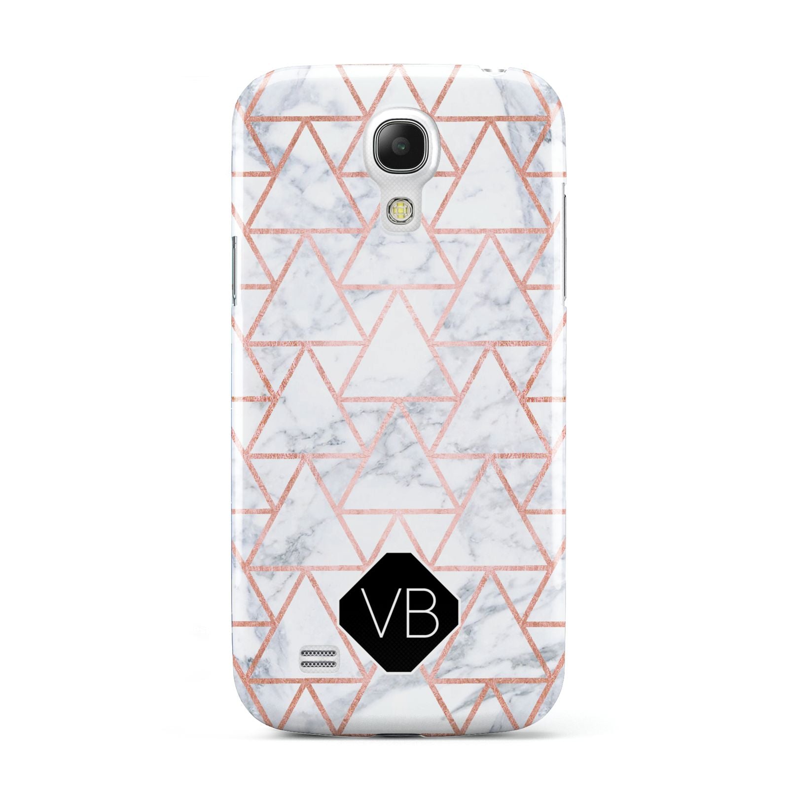 Personalised Rose Gold Grey Marble Hexagon Samsung Galaxy S4 Mini Case