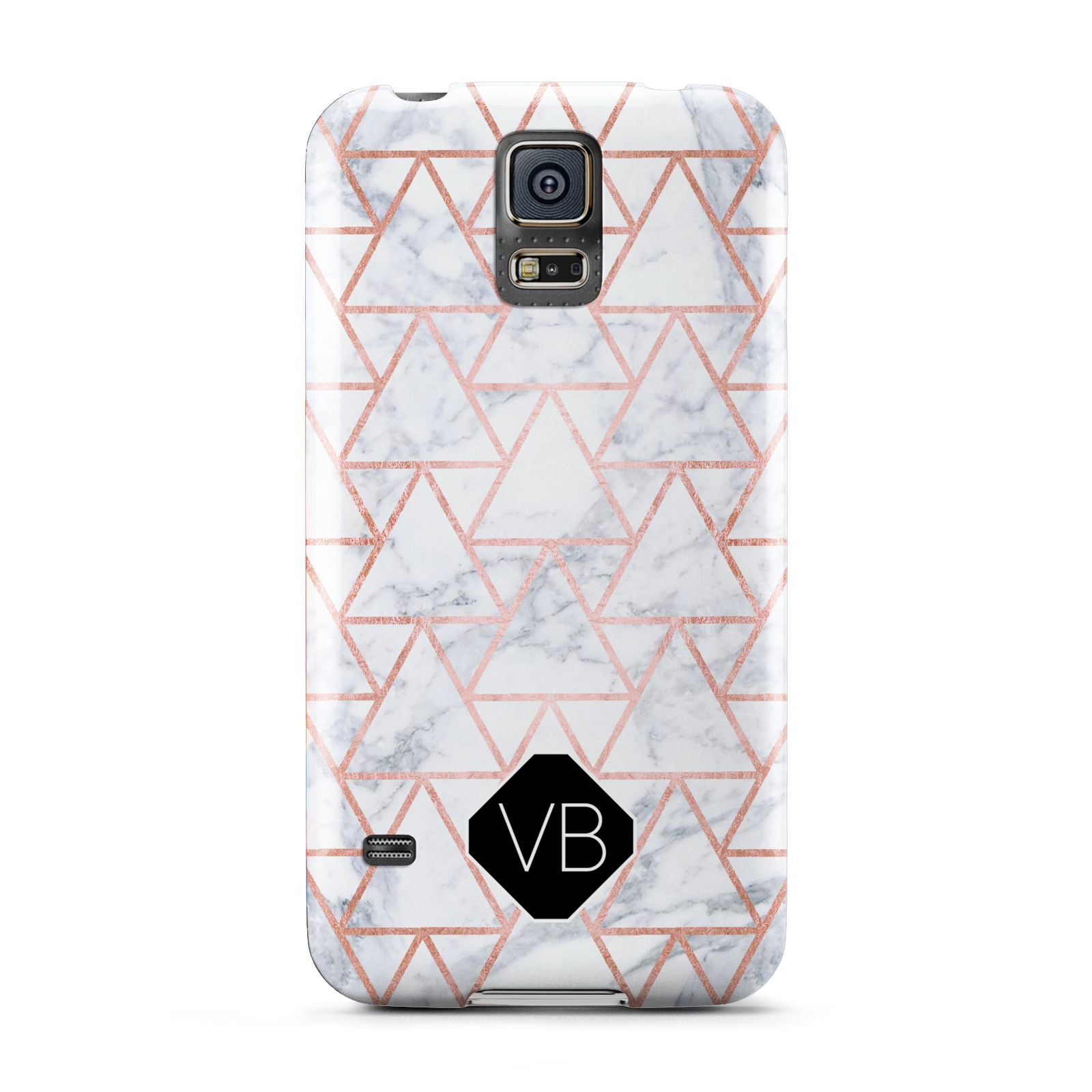 Personalised Rose Gold Grey Marble Hexagon Samsung Galaxy S5 Case