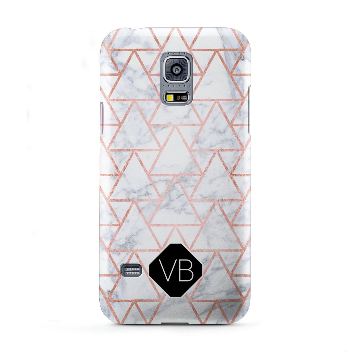 Personalised Rose Gold Grey Marble Hexagon Samsung Galaxy S5 Mini Case