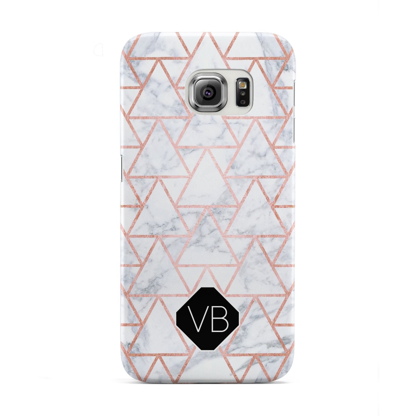 Personalised Rose Gold Grey Marble Hexagon Samsung Galaxy S6 Edge Case