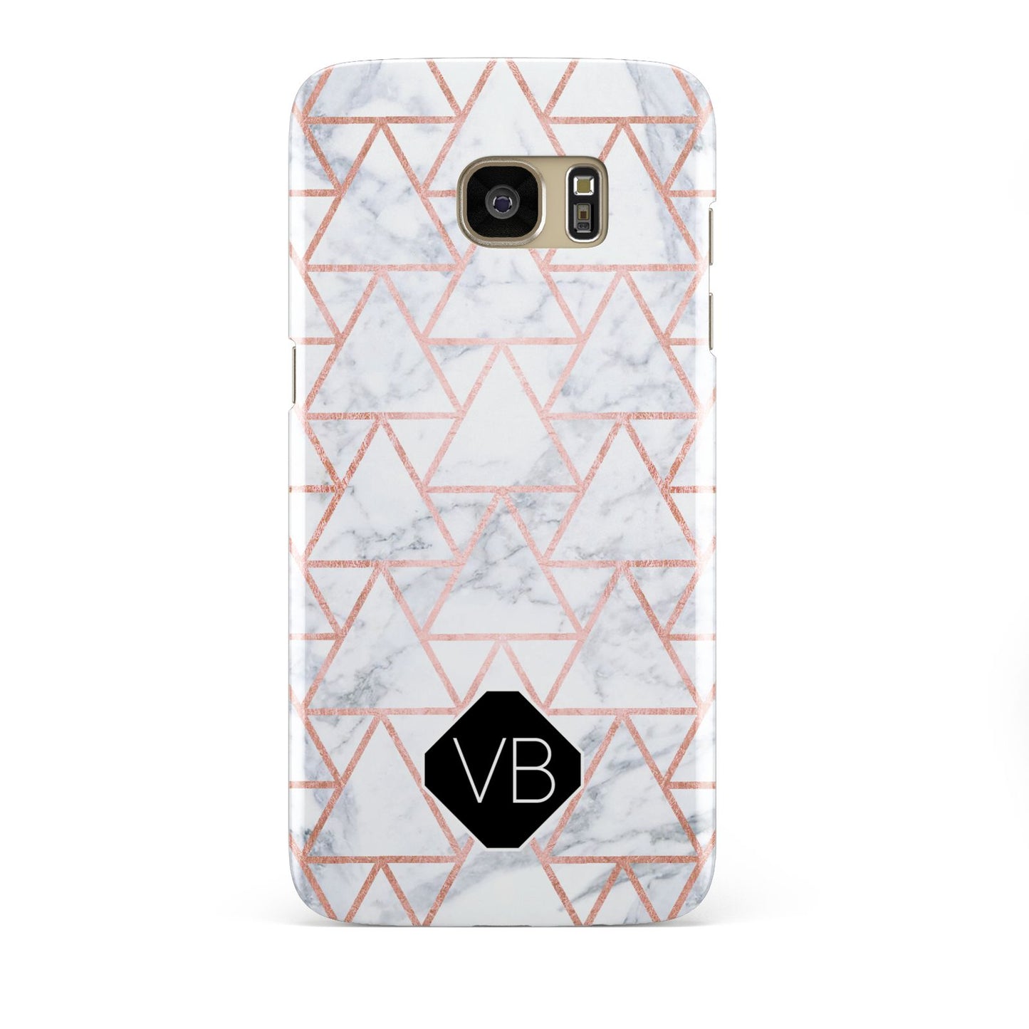 Personalised Rose Gold Grey Marble Hexagon Samsung Galaxy S7 Edge Case