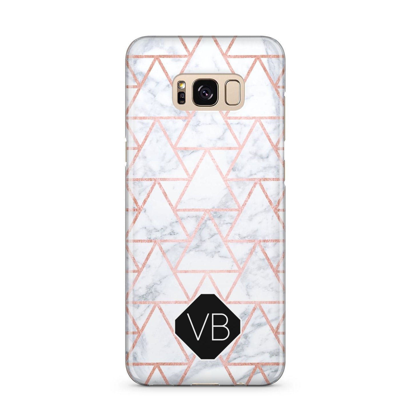 Personalised Rose Gold Grey Marble Hexagon Samsung Galaxy S8 Plus Case
