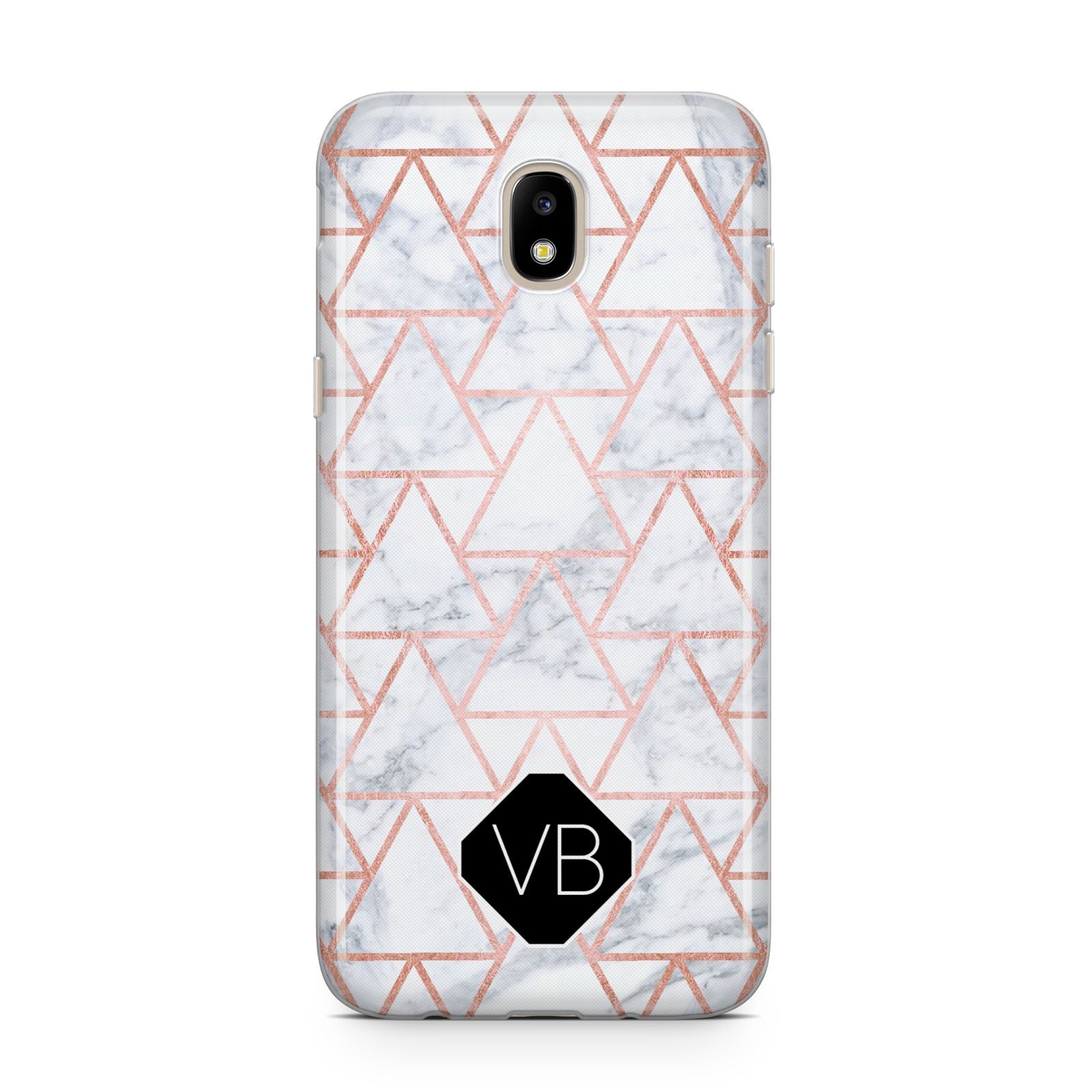 Personalised Rose Gold Grey Marble Hexagon Samsung J5 2017 Case