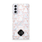 Personalised Rose Gold Grey Marble Hexagon Samsung S21 Plus Phone Case