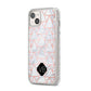 Personalised Rose Gold Grey Marble Hexagon iPhone 14 Plus Glitter Tough Case Starlight Angled Image