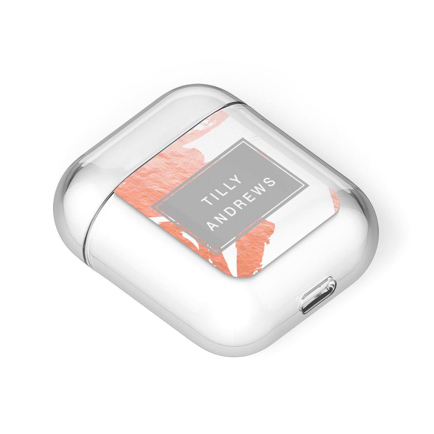 Personalised Rose Gold Leaf Name AirPods Case Laid Flat