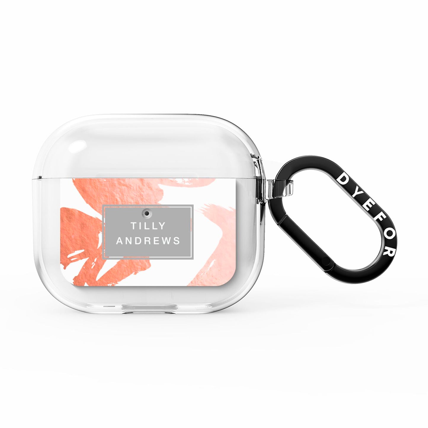 Personalised Rose Gold Leaf Name AirPods Clear Case 3rd Gen