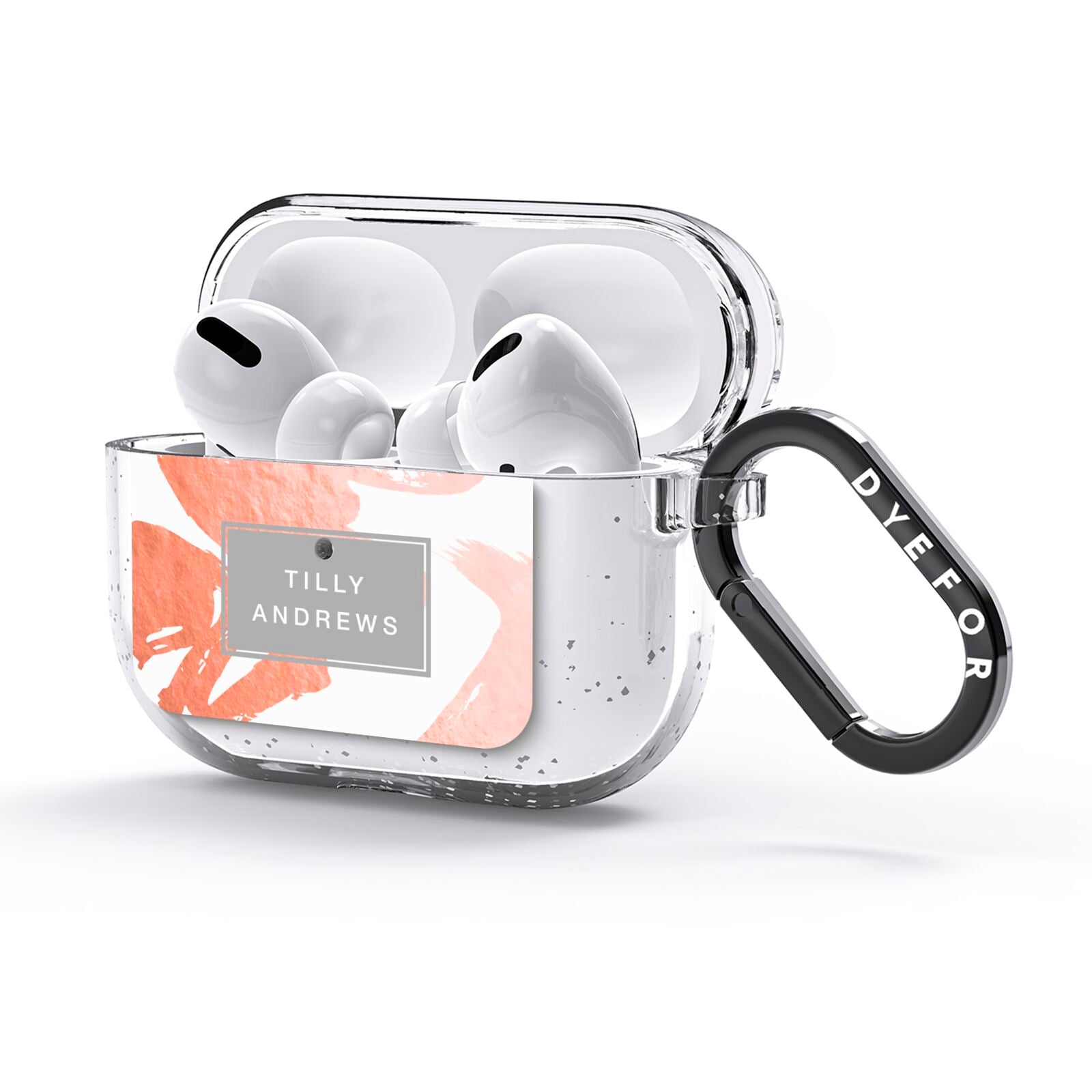 Personalised Rose Gold Leaf Name AirPods Glitter Case 3rd Gen Side Image