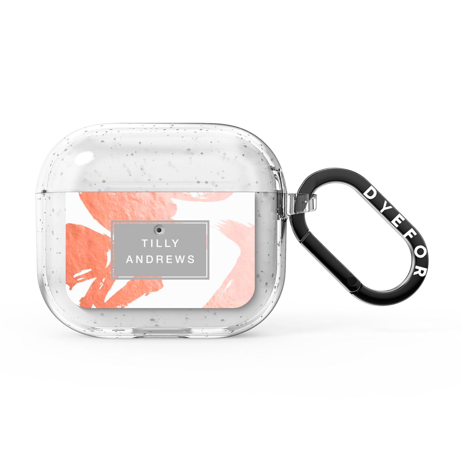 Personalised Rose Gold Leaf Name AirPods Glitter Case 3rd Gen