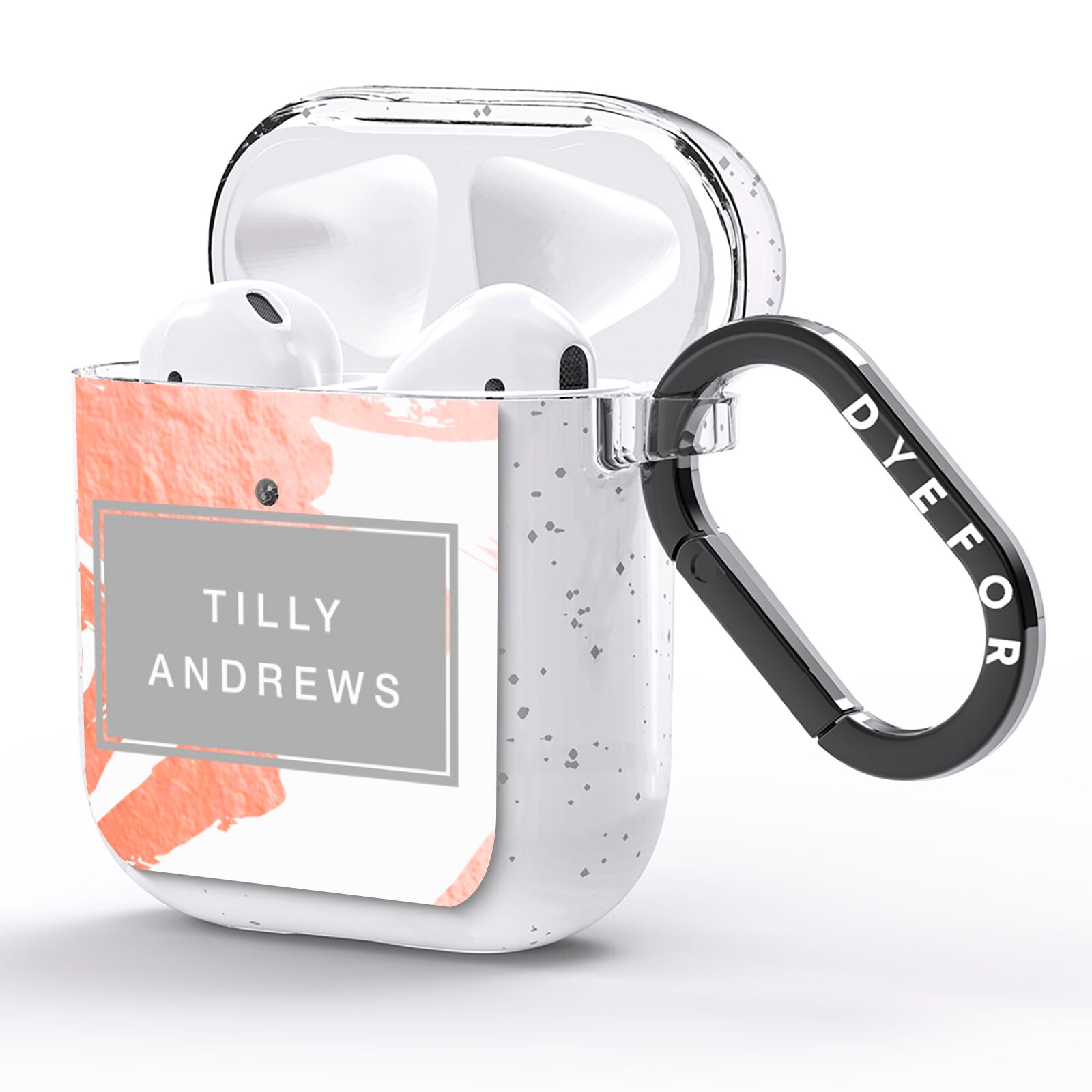 Personalised Rose Gold Leaf Name AirPods Glitter Case Side Image