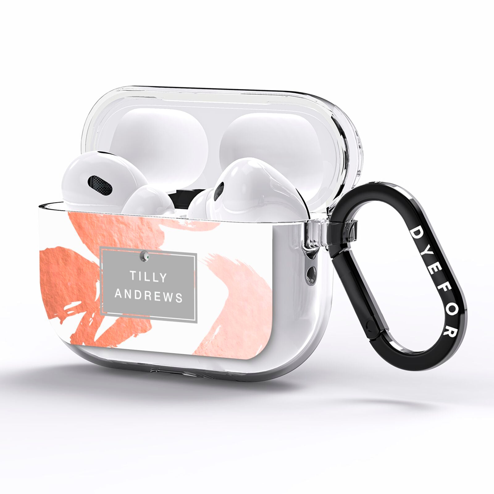 Personalised Rose Gold Leaf Name AirPods Pro Clear Case Side Image