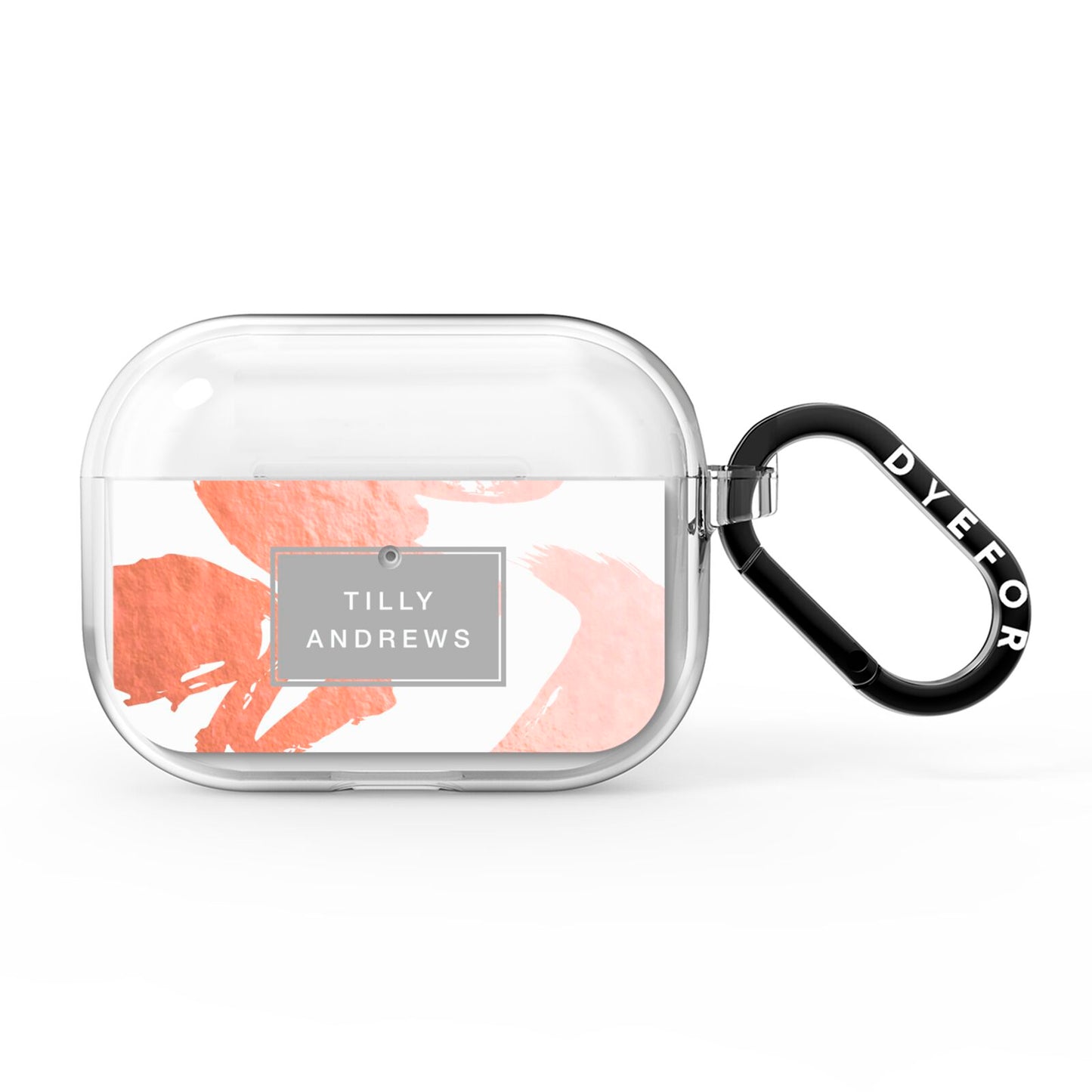 Personalised Rose Gold Leaf Name AirPods Pro Clear Case