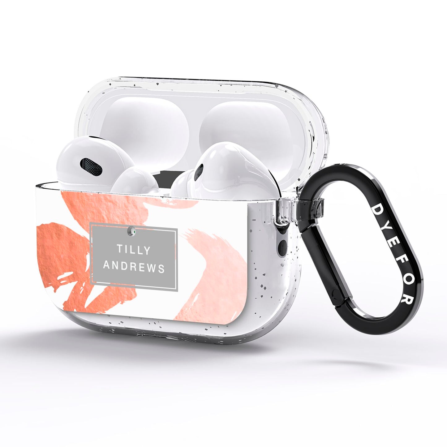 Personalised Rose Gold Leaf Name AirPods Pro Glitter Case Side Image