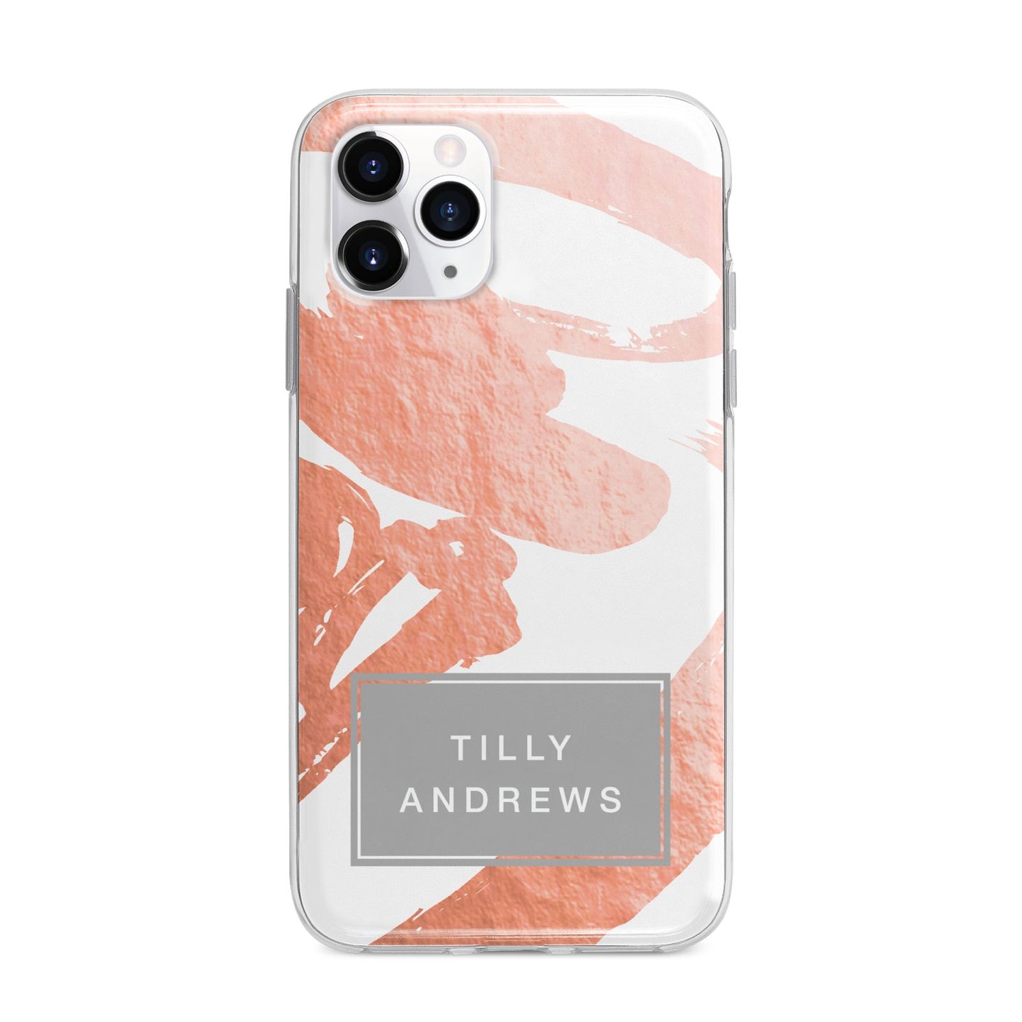 Personalised Rose Gold Leaf Name Apple iPhone 11 Pro in Silver with Bumper Case