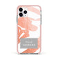 Personalised Rose Gold Leaf Name Apple iPhone 11 Pro in Silver with Pink Impact Case